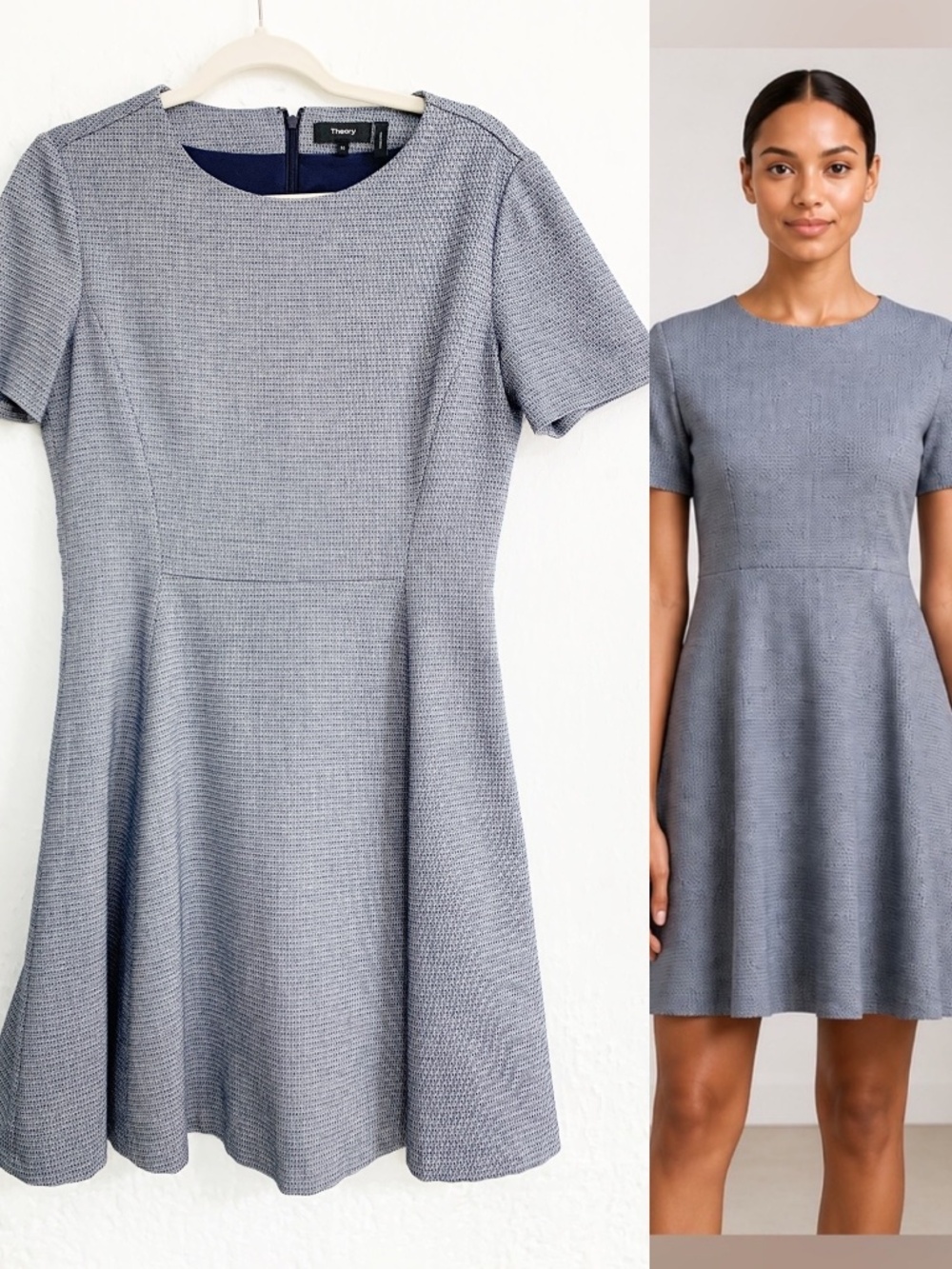 Theory Albita Stretch Cotton Fit & Flare Skater Dress Sz 10